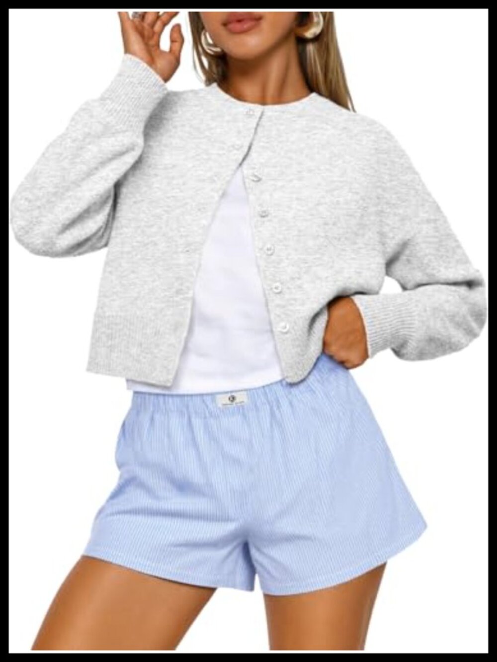 Cropped Cardigan Sweater for Women Buttery Soft Knit Button-Down Fall Layering